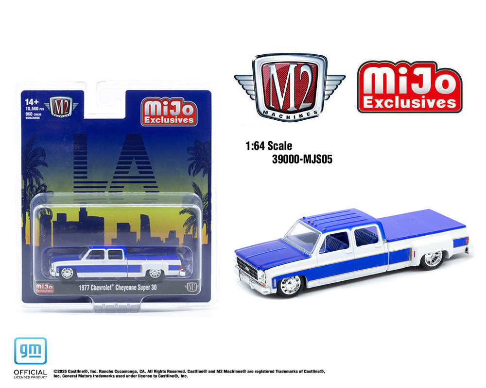 M2 Machines 1:64 1977 Chevrolet Cheyenne Super 30 LA – White – MiJo Exclusives Limited Edition
