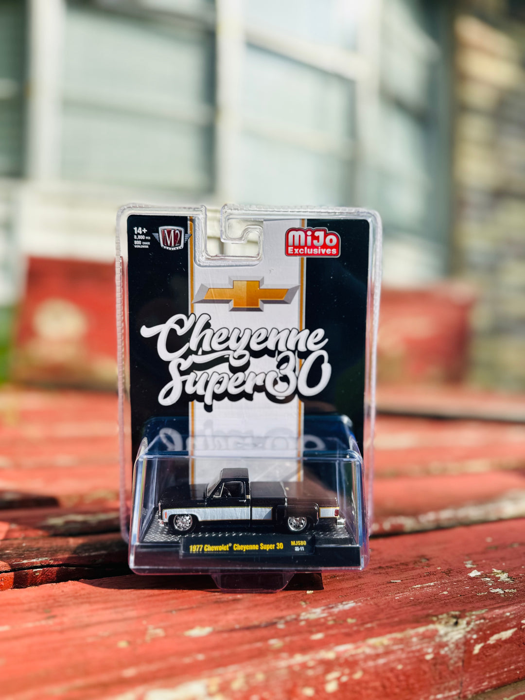 M2 Machines 1:64 1977 Chevrolet Cheyenne Super 30 Pickup Truck – Black and White Two Tone –