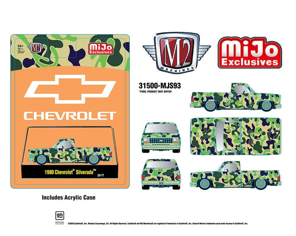 (Preorder) M2 Machines 1:64 1980 Chevrolet Silverado Custom – Camouflage – MiJo Exclusives Limited Edition