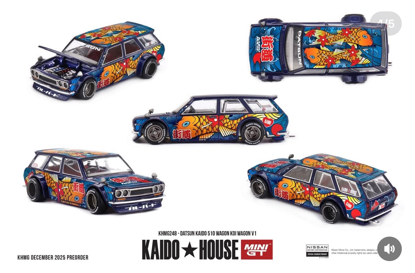 Kaido House x Mini GT Datsun KAIDO 510 Wagon Koi Wagon V1- Blue