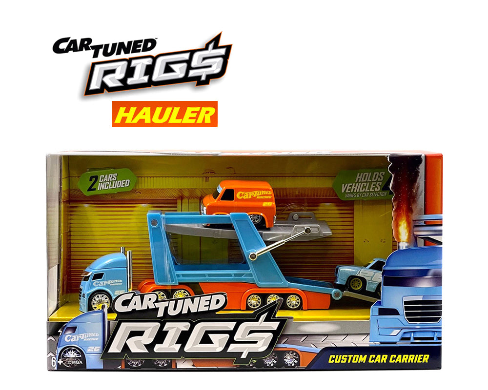 (Preorder) CarTuned 1:64 Container Rigs Hauler Series 2 Open Cars Transporter with 2 Vehicles – Racing Set