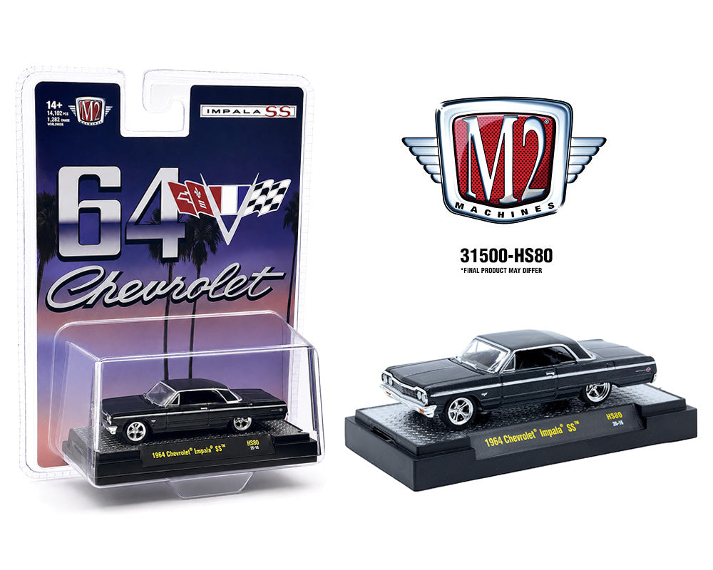 M2 Machines 1:64 1964 Chevrolet Impala Hard Top – Daytona Blue Metallic – Hobby Exclusive