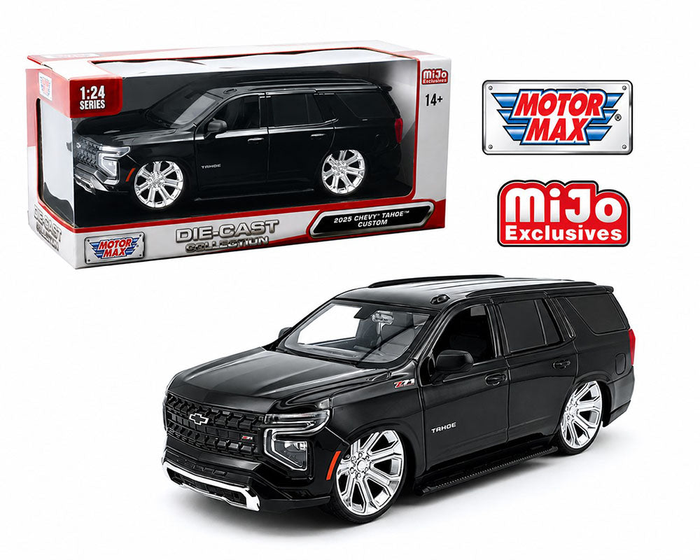 (Preorder) Motormax 1:24 2025 Chevrolet Tahoe Custom – Black – Mijo Exclusives