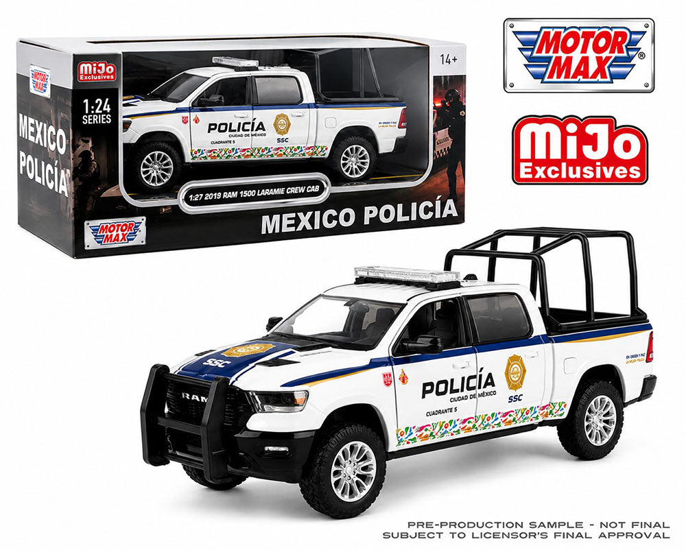 (Preorder) Motormax 1:27 2019 Dodge Ram Policia Ciudad De Mexico – White – Mijo Exclusives