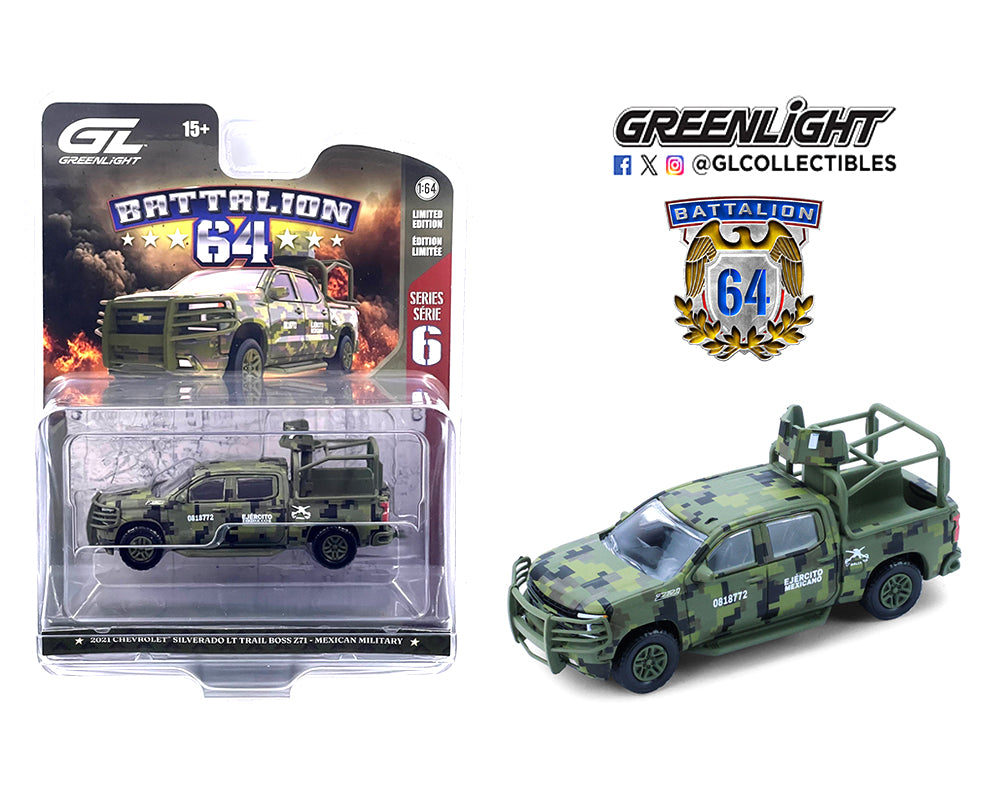 Greenlight 1:64 Battalion 64 Series 6 – 2021 Chevrolet Silverado LT Trail Boss Z71 Mexican Military