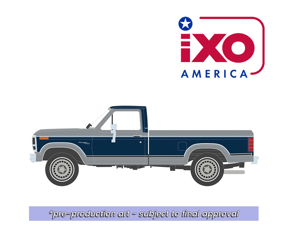 (Preorder) IXO Model 1:64 1980 F-150 Ranger XLT Short Bed – Silver Metallic & Midnight Blue Metallic Combination Tu-Tone – Limited Edition